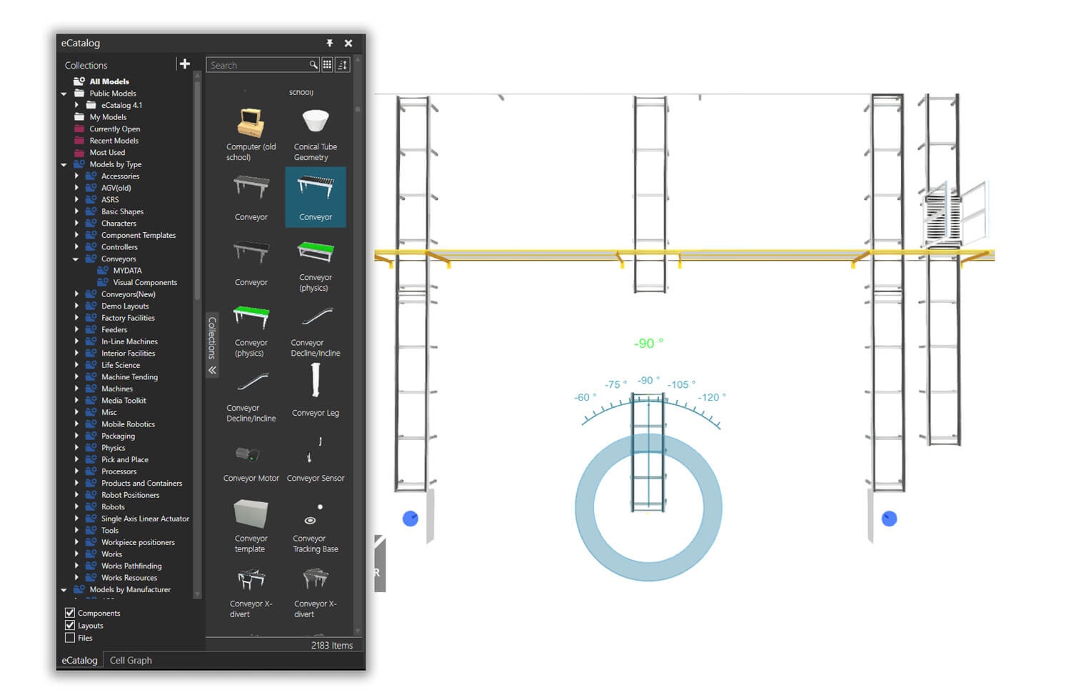 Manufacturing design software with menus and components