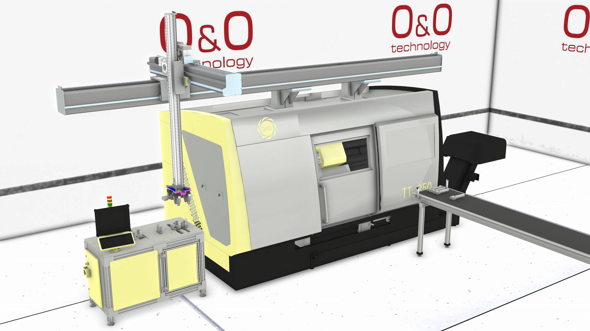 Production line simulation with a conveyor belt