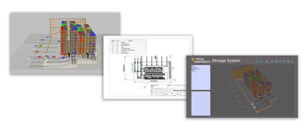 three pictures of plant simulation software